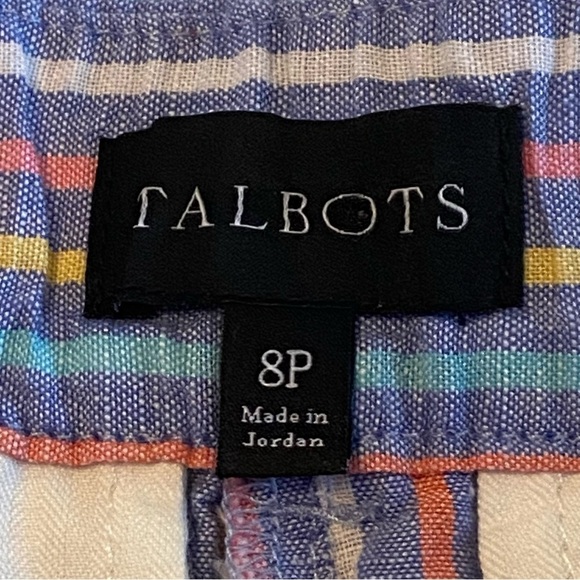 TALBOTS / Tie Waist Shorts Sunshine Stripes Linen/Cotton Blend Size 8P - Picture 4 of 9